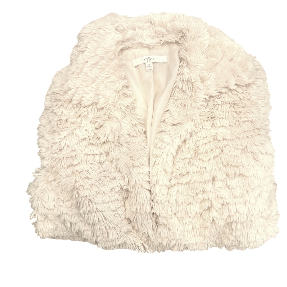 Artic Glam Fever Faux Fur Jacket Women's Small Ivory Beige - Picture 2 of 6